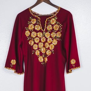 Vintage 60s/70s Burgundy dress